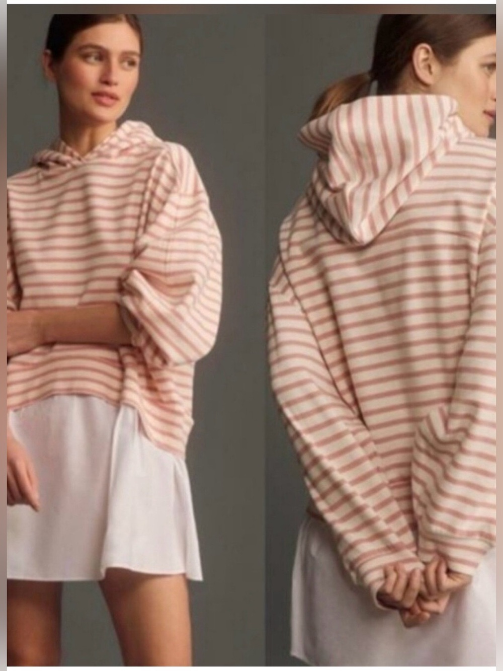Anthropologie PILCRO oversized Pink Striped Hooded dress